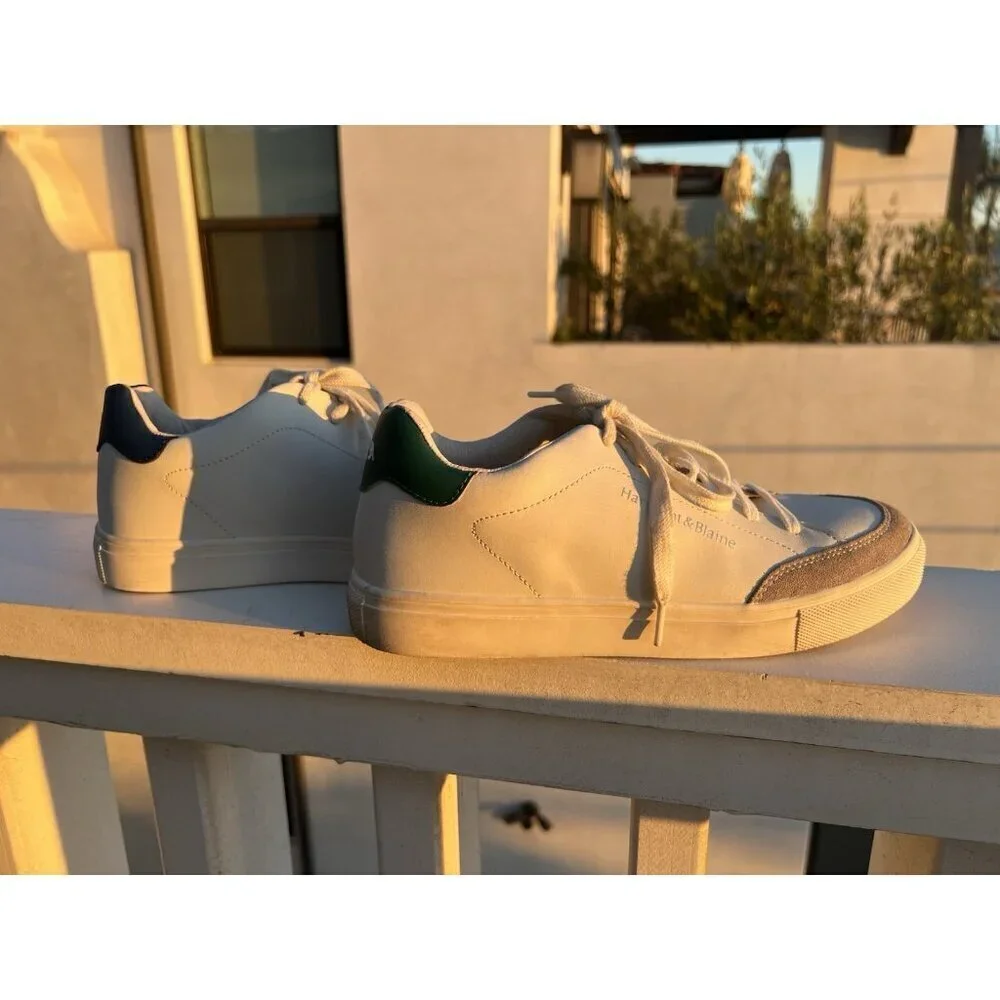 Harmont & Blaine white leather sneakers sz 7 colorblock dauschand embroidered